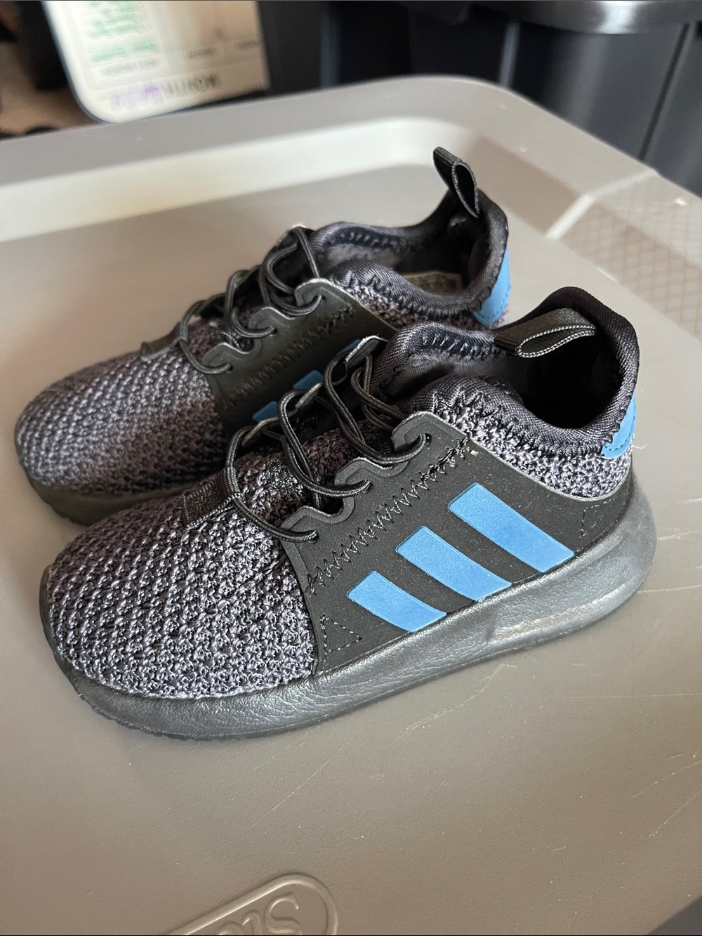 EUC Kids Black and Blue Athletic Sneakers - Adidas 6.5